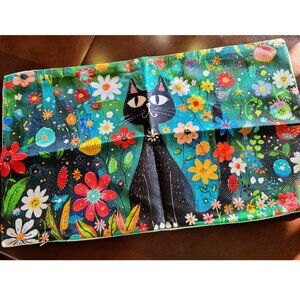 Black Cat Decorative Throw Pillow Cover Case Floral Decor Sofa Couch Accent 20"